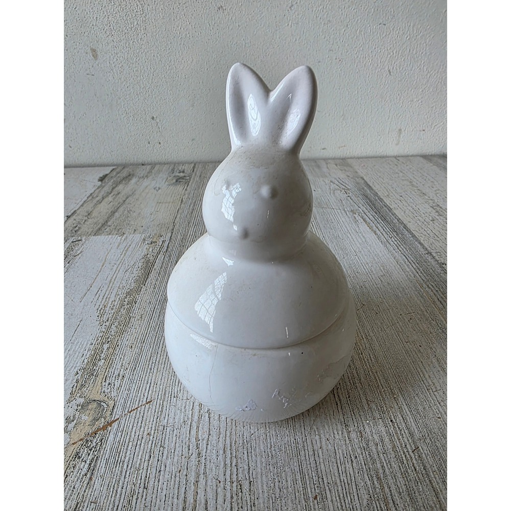 Vintage ceramic Easter Bunny lidded container canister spring decor